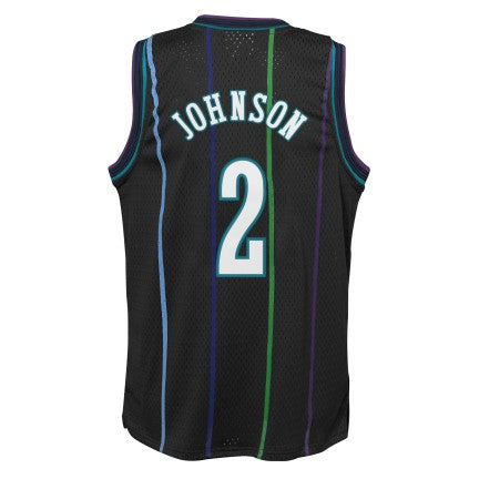 Youth Charlotte Hornets Larry Johnson Mitchell & Ness 1992-93 Hardwood Classics Reload 2.0 Swingman Jersey-Black