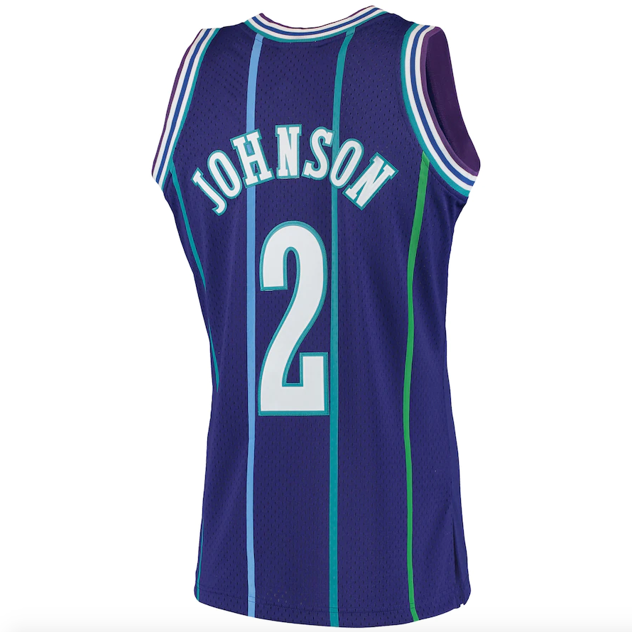 Men’s Larry Johnson Charlotte Hornets 1994-95 Purple Swingman Jersey By Mitchell & Ness