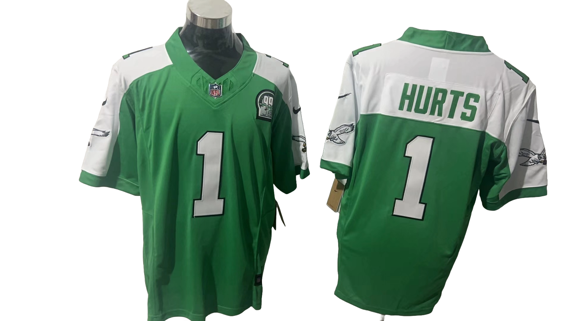 Philadelphia Eagles 1 White & Green Three Generations of Gratitude Jersey NFL
