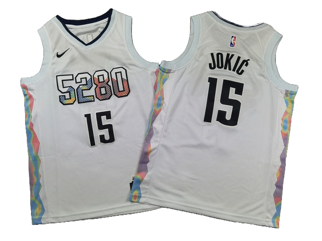 Denver Nuggets 15 White City Version Jersey NBA
