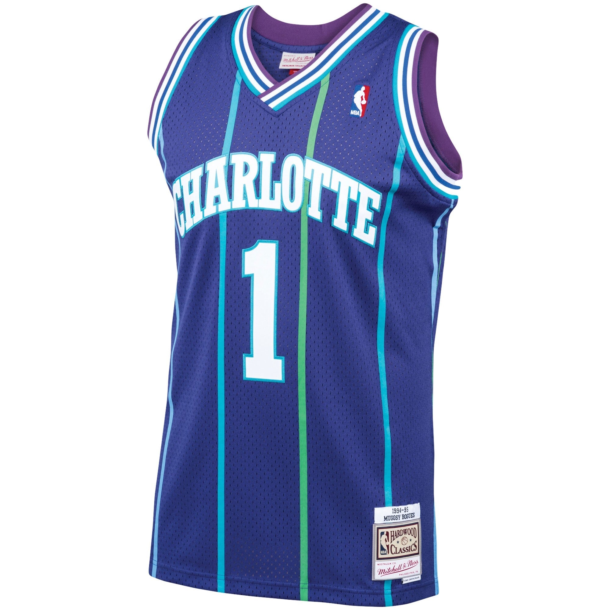 Men’s Muggsy Bogues Charlotte Hornets 1994-95 Purple Swingman Jersey By Mitchell & Ness
