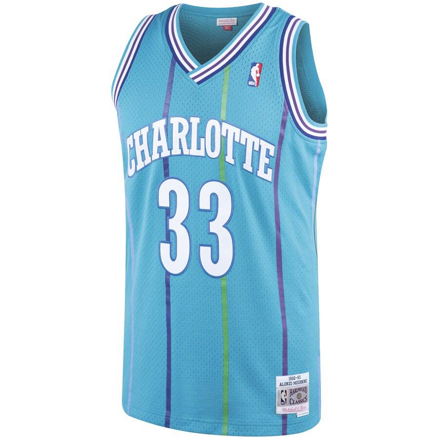 Men’s Alonzo Mourning Charlotte Hornets 1992-93 Swingman Jersey By Mitchell & Ness
