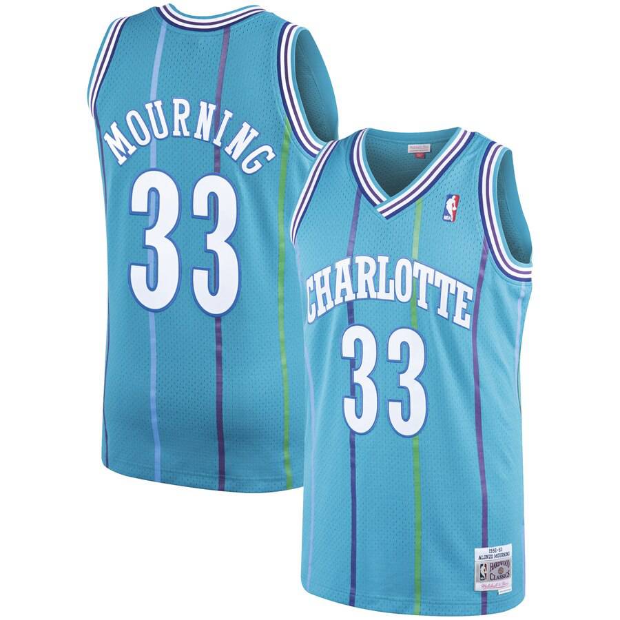 Men’s Alonzo Mourning Charlotte Hornets 1992-93 Swingman Jersey By Mitchell & Ness