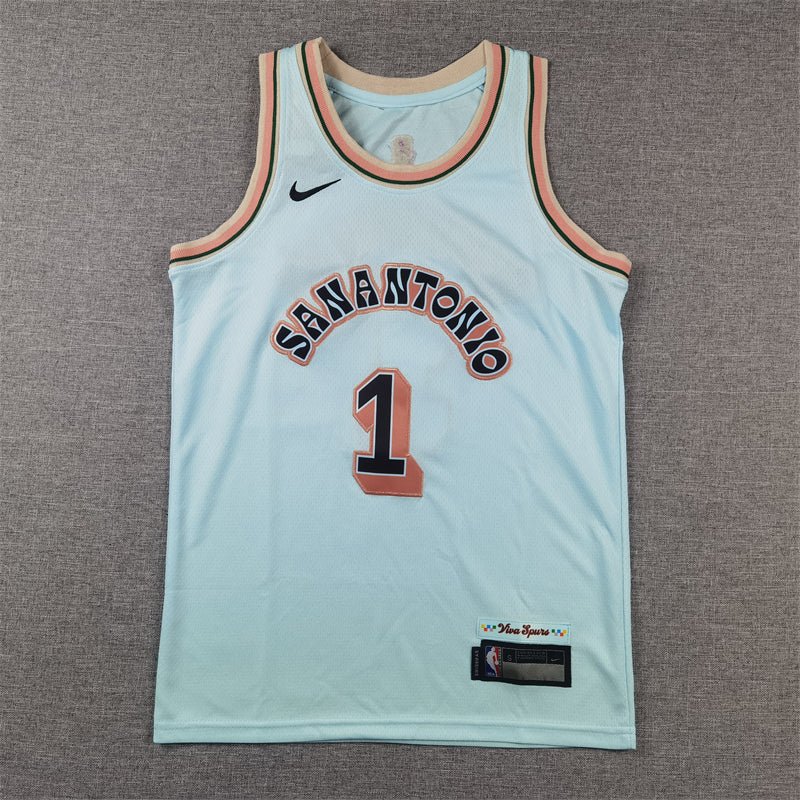 San Antonio Spurs 1 Ice Blue City Edition Jersey NBA