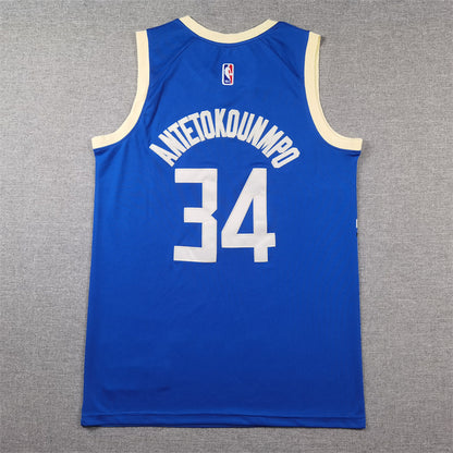 Milwaukee Bucks 34 Blue City Jersey NBA