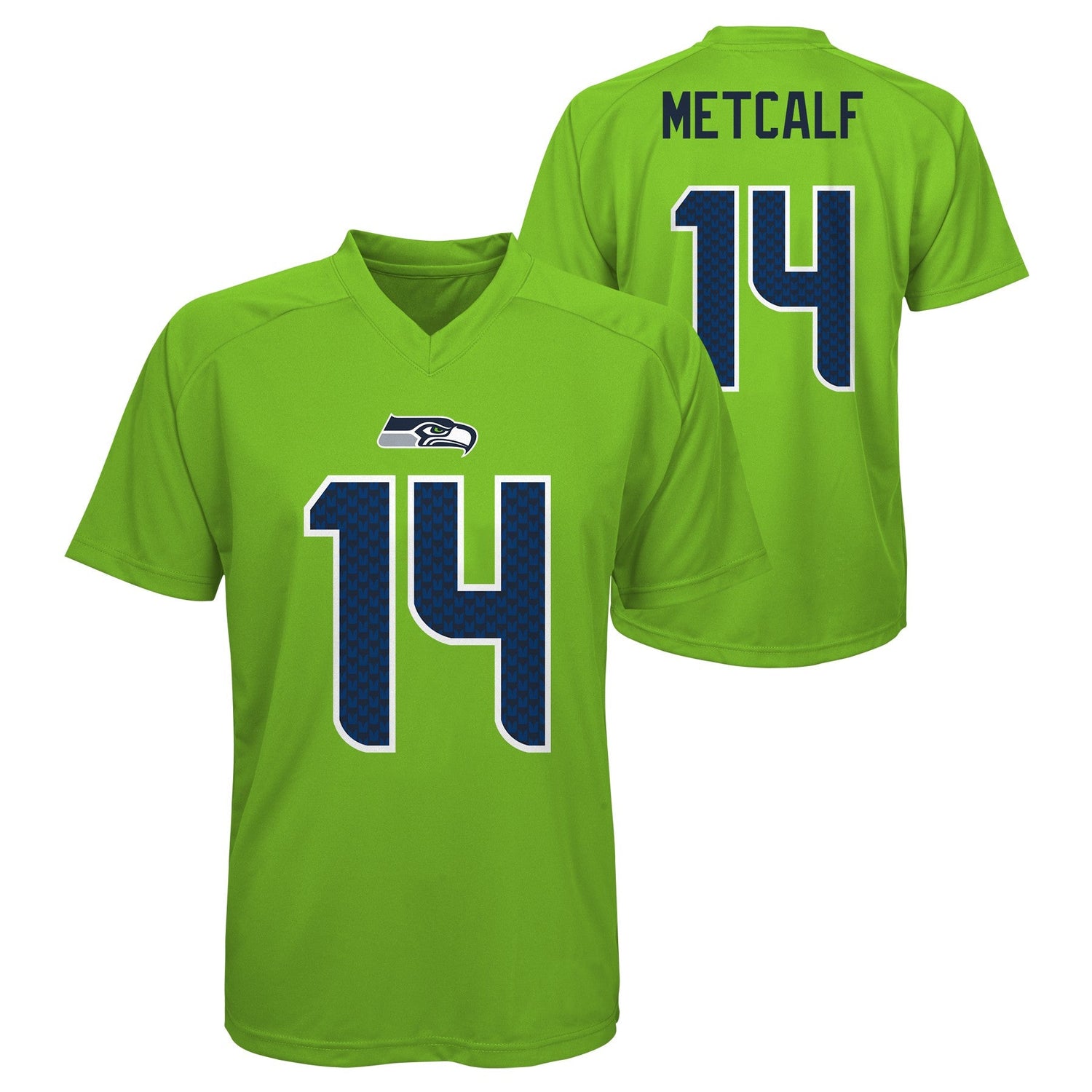 Youth DK Metcalf Seattle Seahawks Green V-Neck Performance Jersey Tee