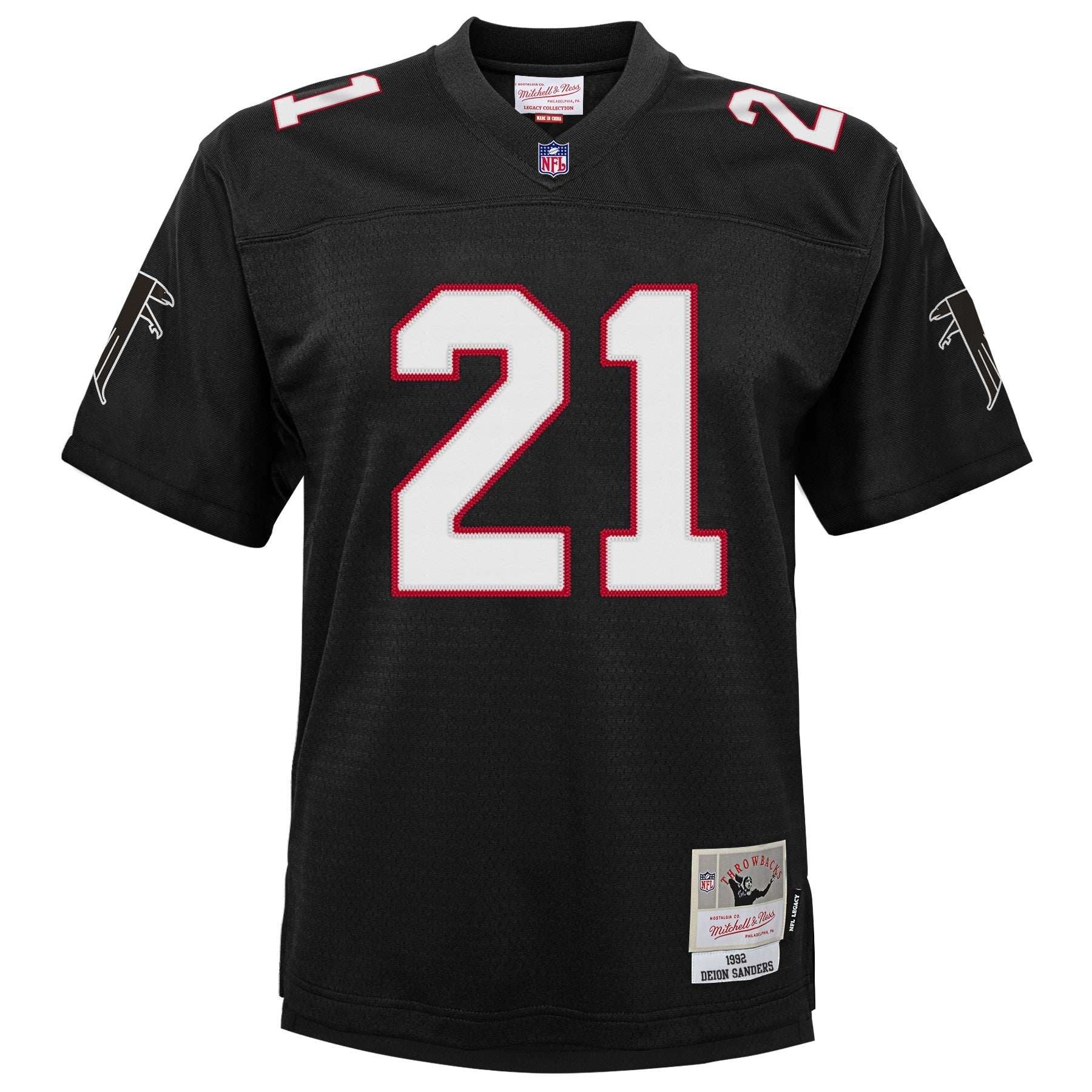 Youth Atlanta Falcons Deion Sanders Mitchell &amp; Ness Black 1992 Retired Player Vintage Jersey