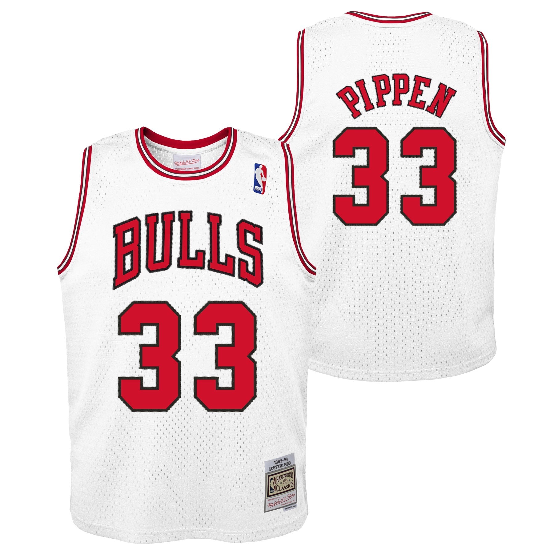 Youth Chicago Bulls Scottie Pippen Mitchell &amp; Ness White Hardwood Classics Swingman Jersey