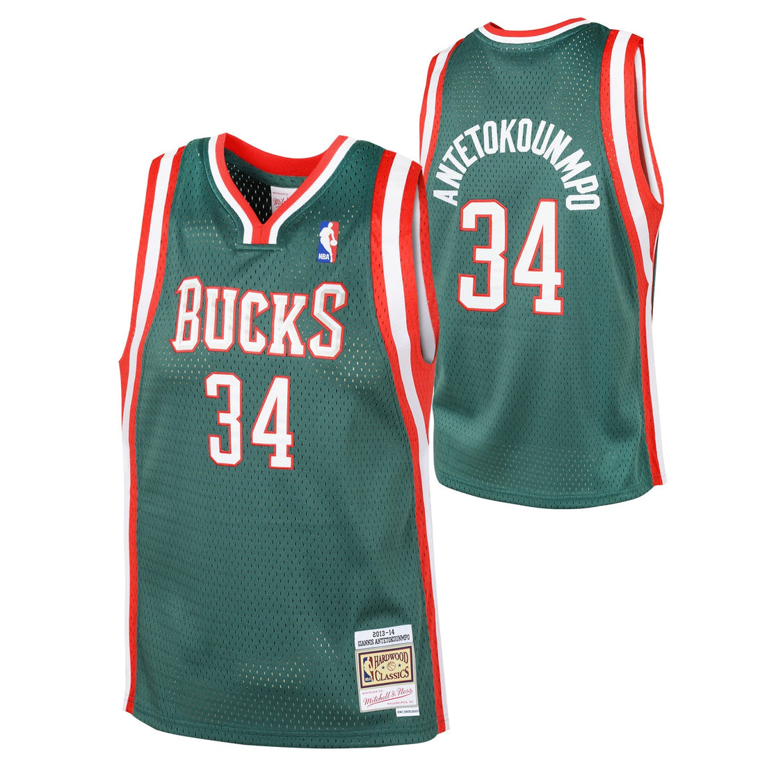 Youth Milwaukee Bucks Giannis Antetokounmpo Mitchell &amp; Ness Kelly Green Hardwood Classics Swingman Jersey
