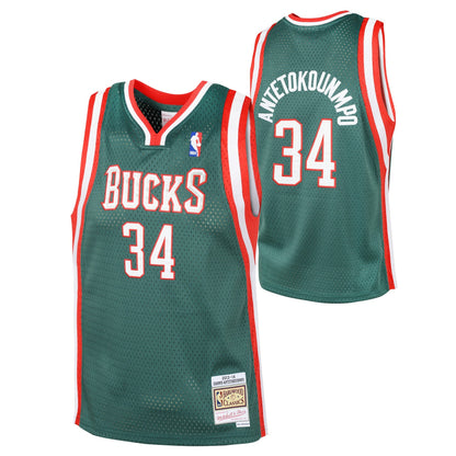 Youth Milwaukee Bucks Giannis Antetokounmpo Mitchell &amp; Ness Kelly Green Hardwood Classics Swingman Jersey