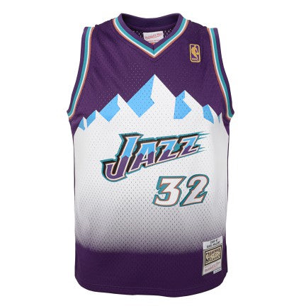 Youth Utah Jazz Karl Malone Mitchell &amp; Ness Purple 1996-97 Hardwood Classics Swingman Jersey