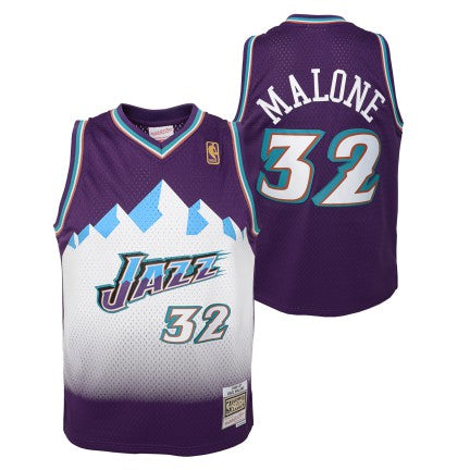 Youth Utah Jazz Karl Malone Mitchell &amp; Ness Purple 1996-97 Hardwood Classics Swingman Jersey