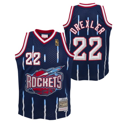 Youth Houston Rockets Clyde Drexler Mitchell &amp; Ness Navy 1996-97 Hardwood Classics Swingman Jersey