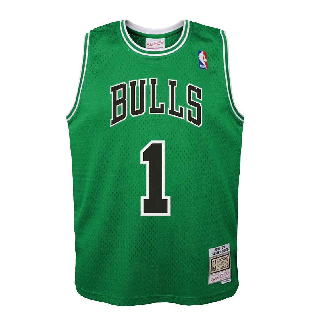 Youth Chicago Bulls Derrick Rose Mitchell &amp; Ness Kelly Green St. Patricks Day Hardwood Classics Swingman Jersey
