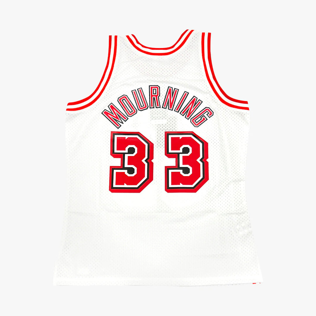 Miami Heat Alonzo Mourning Mitchell &amp; Ness NBA Mens Hardwood Classics White Swingman Jersey