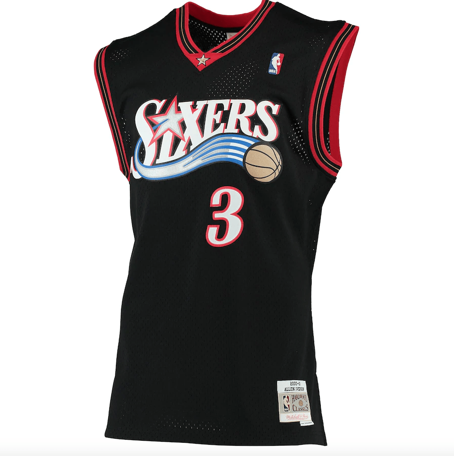 Men’s Allen Iverson Philadelphia 76ers 2000-2001 Swingman Black Jersey By Mitchell &amp; Ness