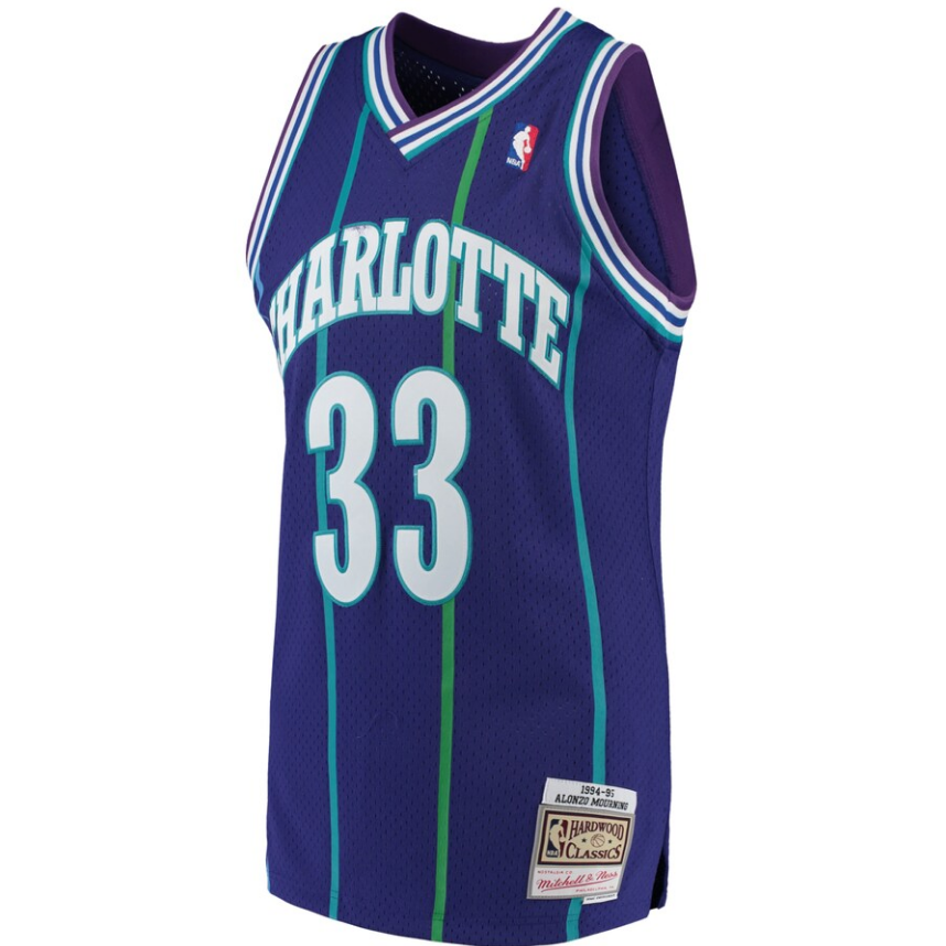 Men’s Alonzo Mourning Charlotte Hornets 1994-95 Purple Swingman Jersey By Mitchell &amp; Nessi