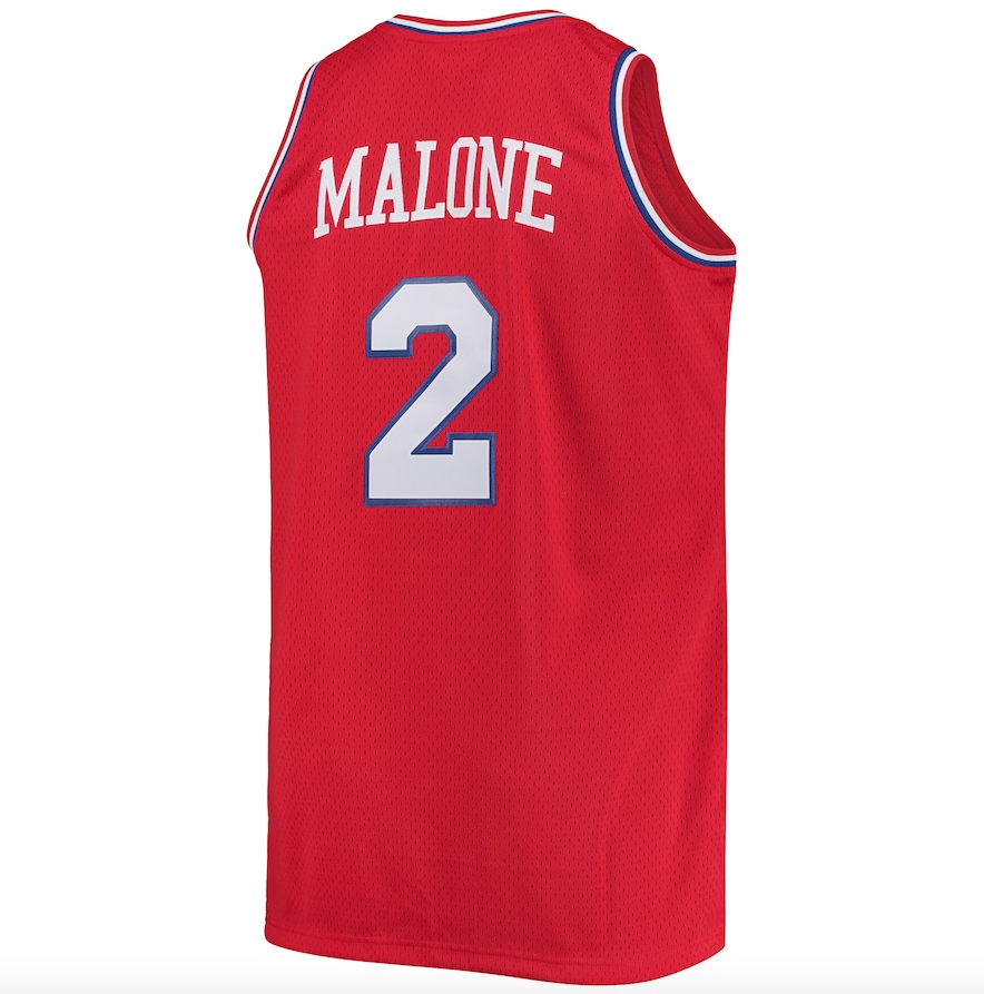 Mens Philadelphia 76ers Moses Malone Mitchell &amp; Ness Red 1982-83 Hardwood Classics Swingman Jersey