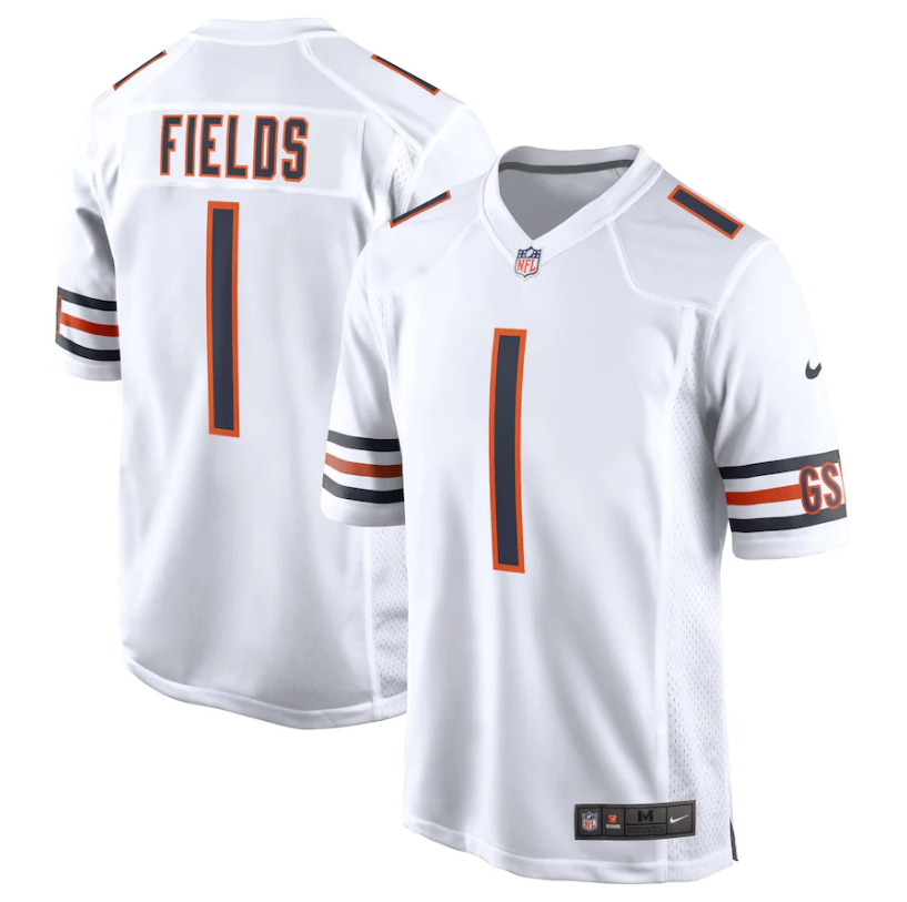 Chicago Bears Justin Fields Mens Nike White Game Jersey