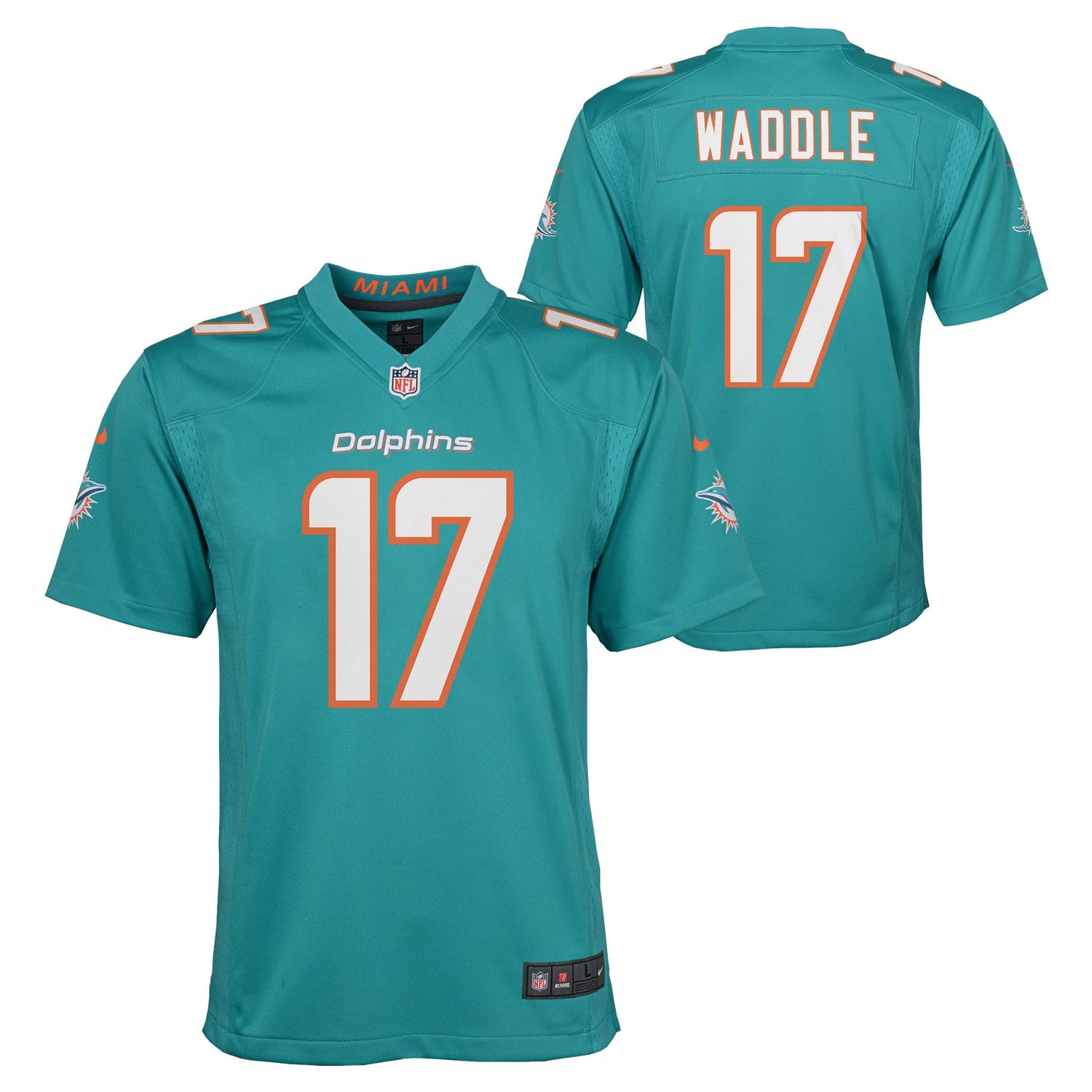 Youth Jaylen Waddle Miami Dolphins Nike Aqua Game Jersey