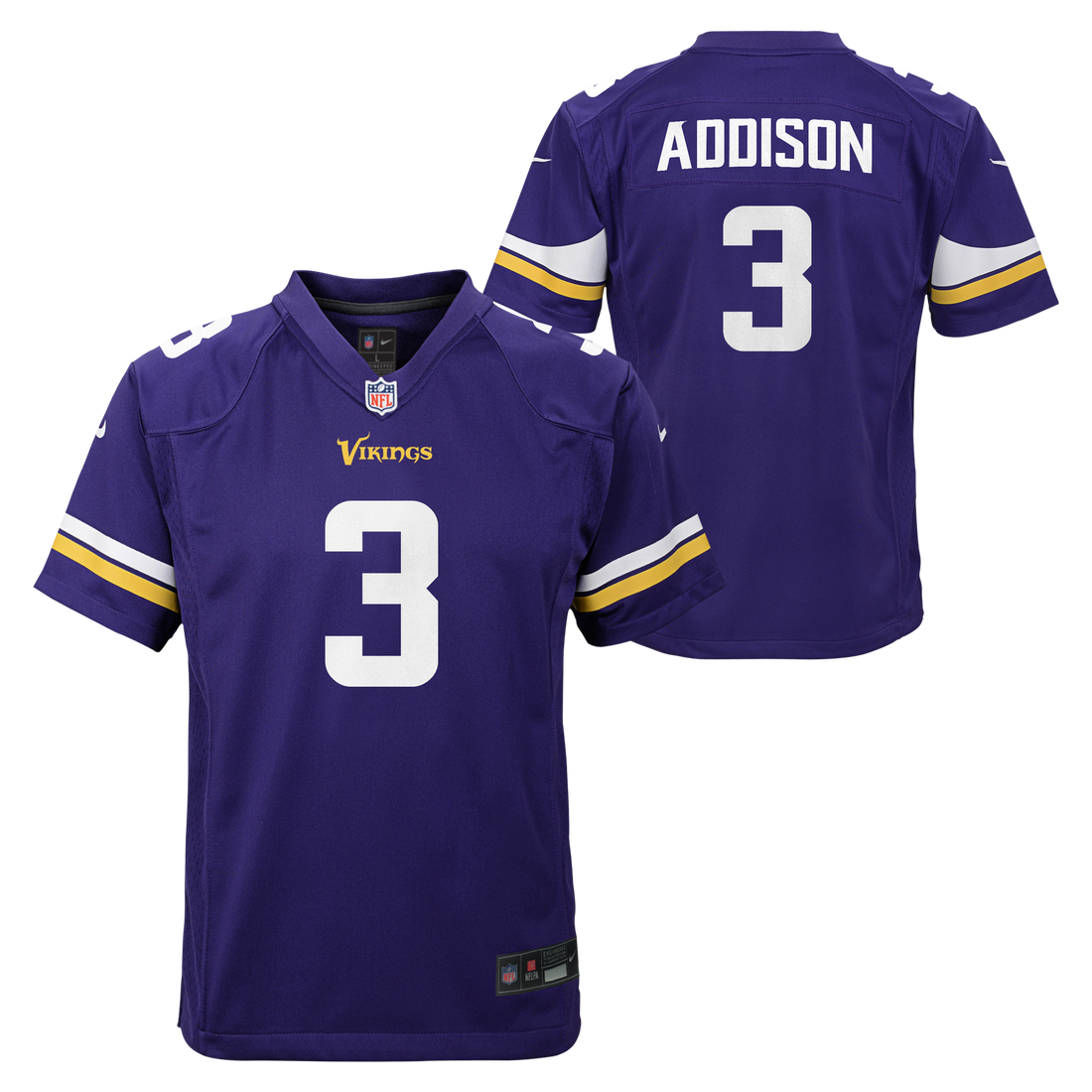 Youth Jordan Addison Minnesota Vikings Purple Nike Game Jersey