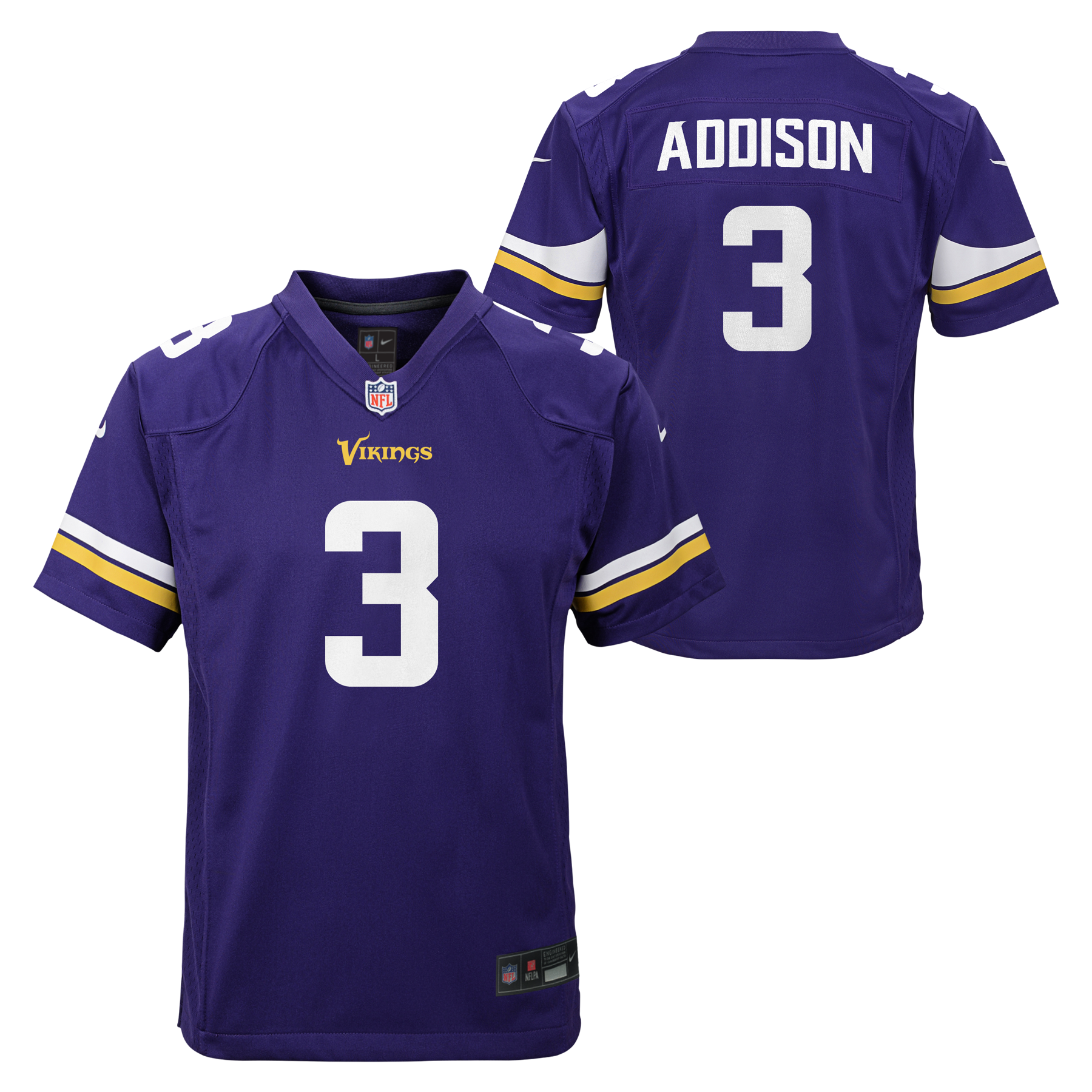 Youth Jordan Addison Minnesota Vikings Purple Nike Game Jersey