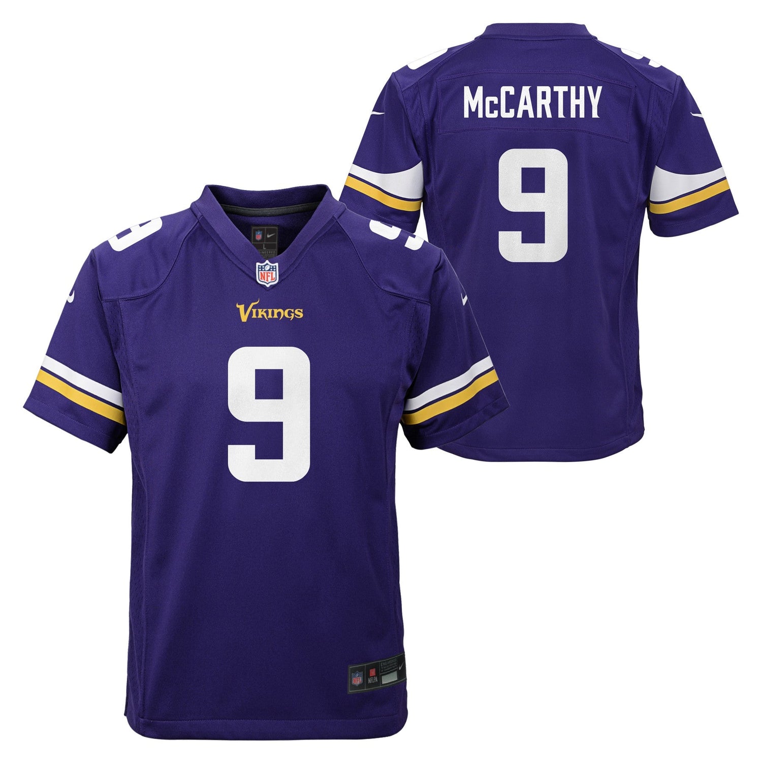 Youth JJ McCarthy Minnesota Vikings Purple Nike Game Jersey