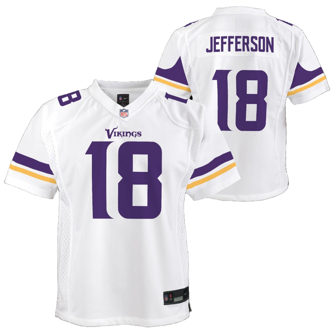 Youth Justin Jefferson Minnesota Vikings White Nike Game Jersey