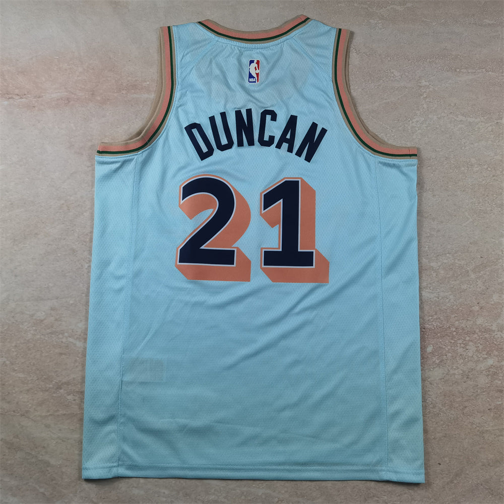 San Antonio Spurs 21 Ice Blue City Edition Jersey NBA