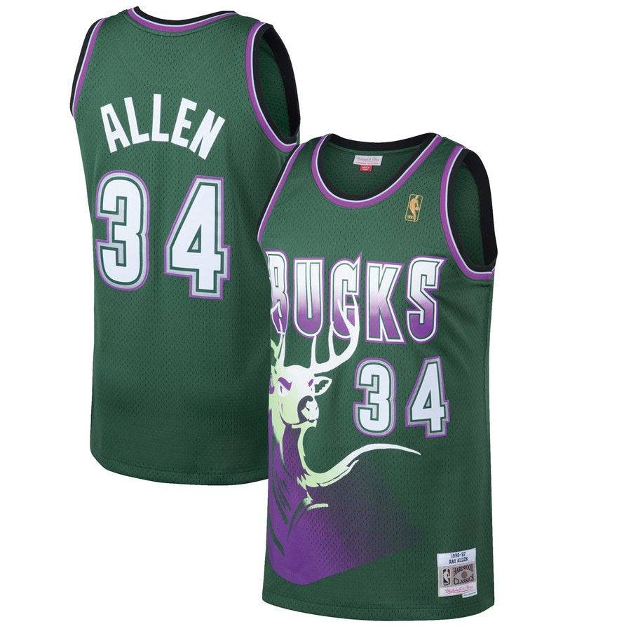 Youth Milwaukee Bucks Ray Allen Mitchell &amp; Ness Kelly Green 1996-97 Hardwood Classics Swingman Jersey