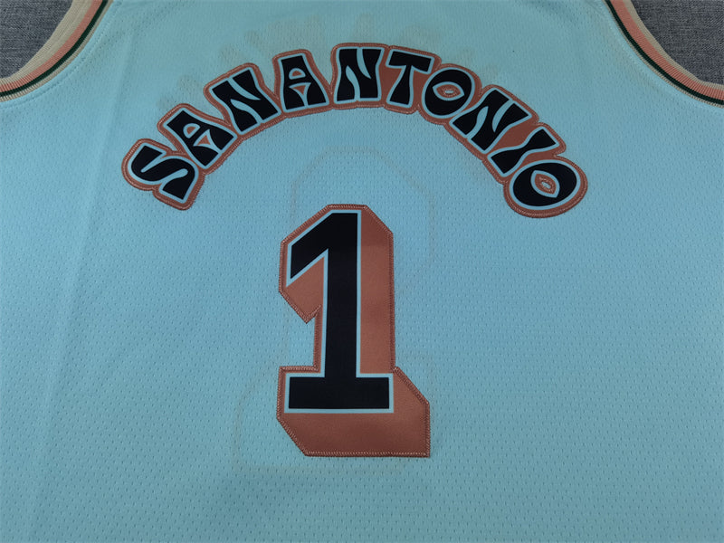 San Antonio Spurs 1 Ice Blue City Edition Jersey NBA