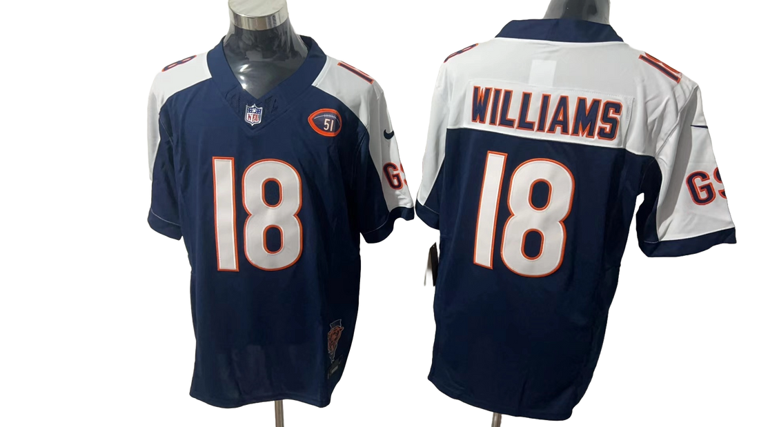 Chicago Bears 18 Dark Blue Three Generations of Gratitude Jersey NFL