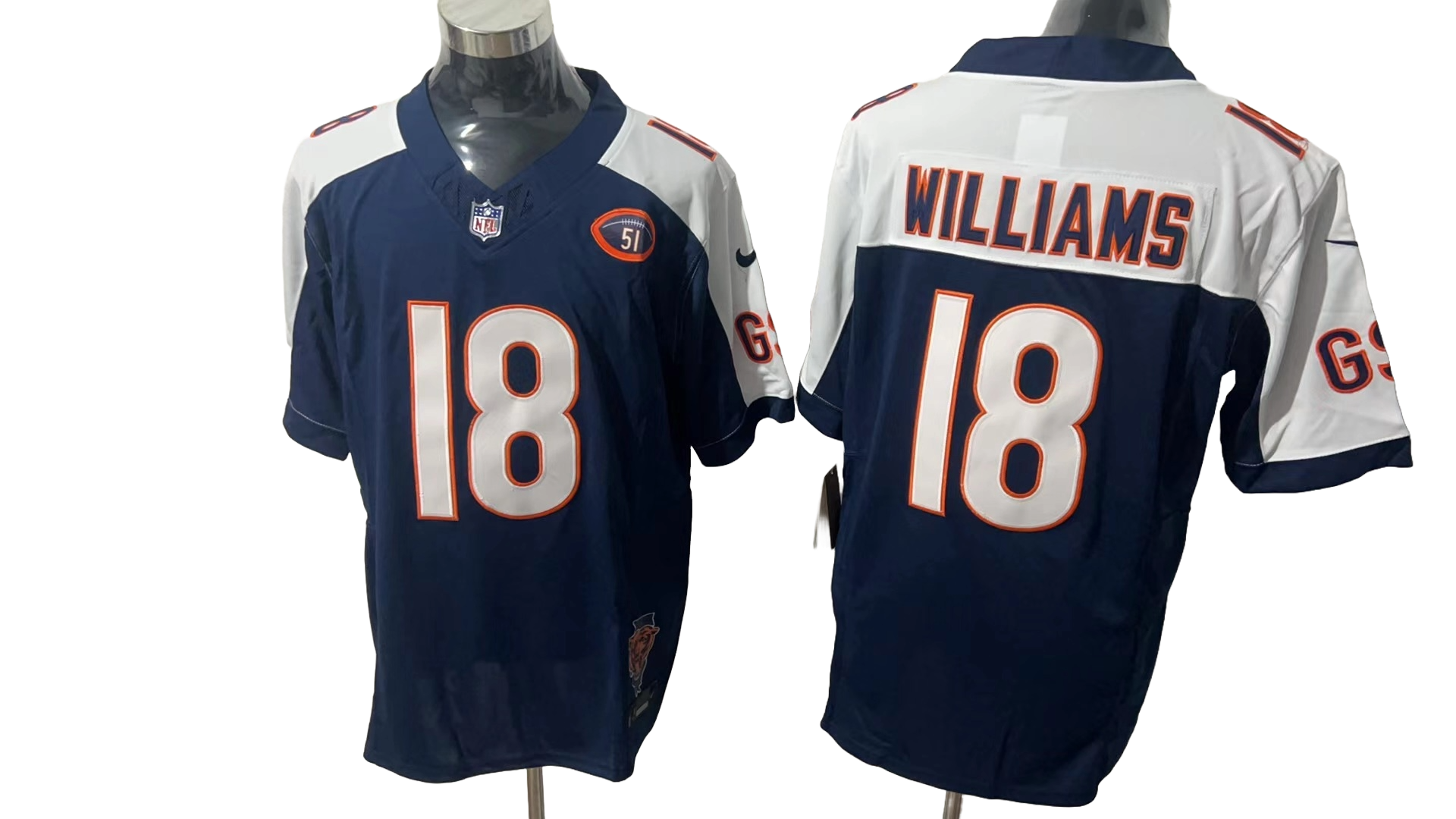 Chicago Bears 18 Dark Blue Three Generations of Gratitude Jersey NFL