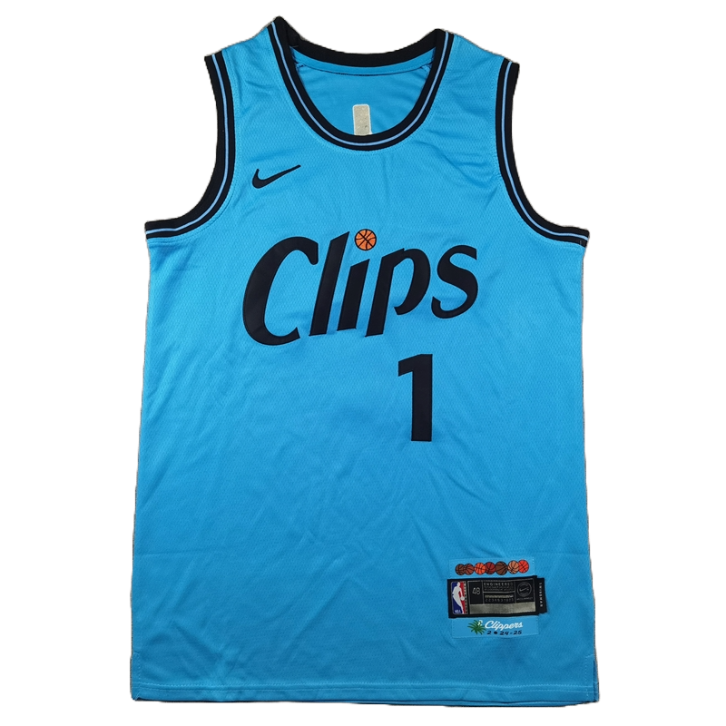 LA Clippers 1 Blue City Edition Jersey NBA