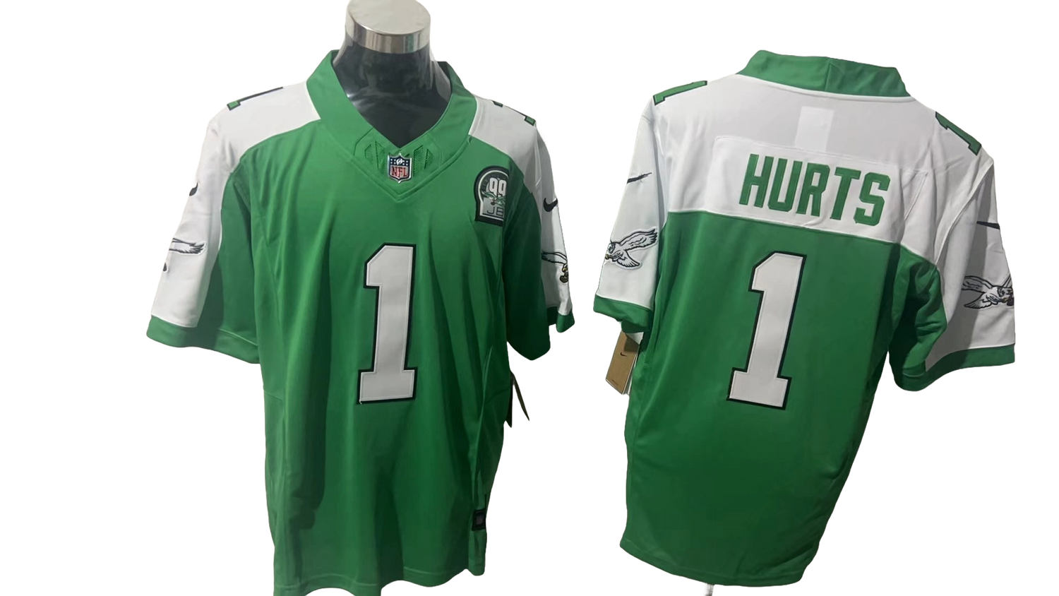 Philadelphia Eagles 1 White &amp; Green Three Generations of Gratitude Jersey NFL