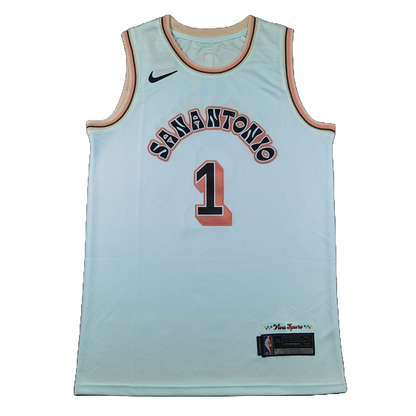 San Antonio Spurs 1 Ice Blue City Edition Jersey NBA