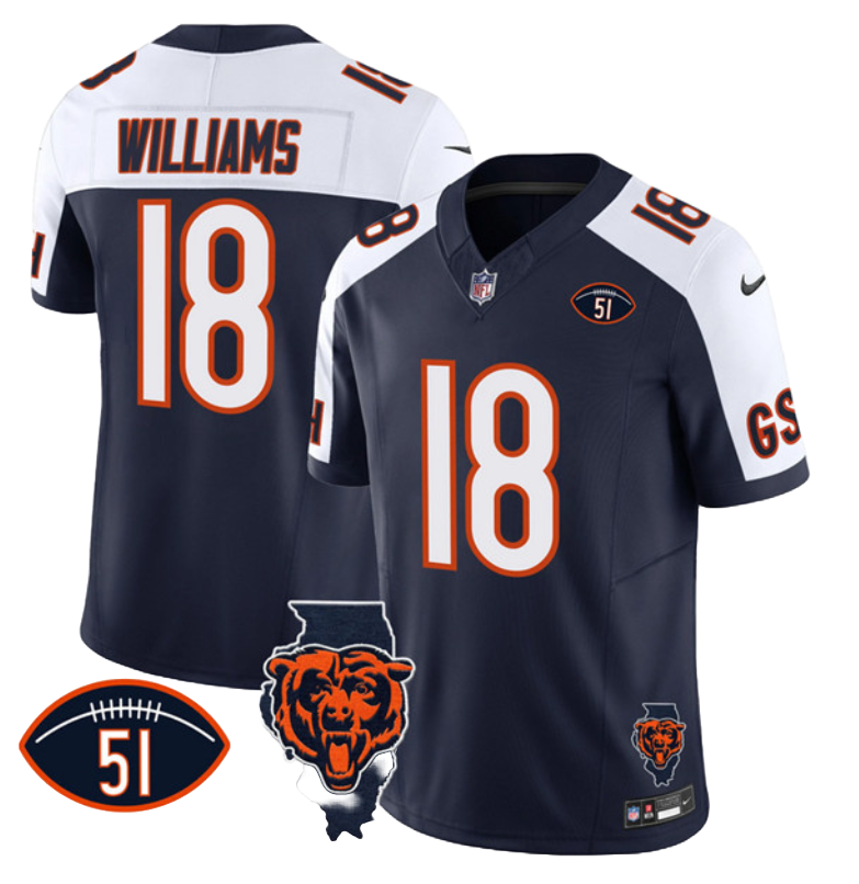 Chicago Bears 18 White &amp; Dark Blue Three Generations of Gratitude Jersey NFL