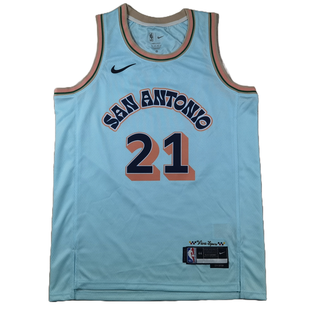 San Antonio Spurs 21 Ice Blue City Edition Jersey NBA