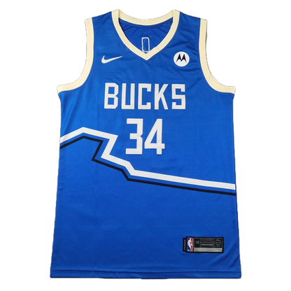 Milwaukee Bucks 34 Blue City Jersey NBA