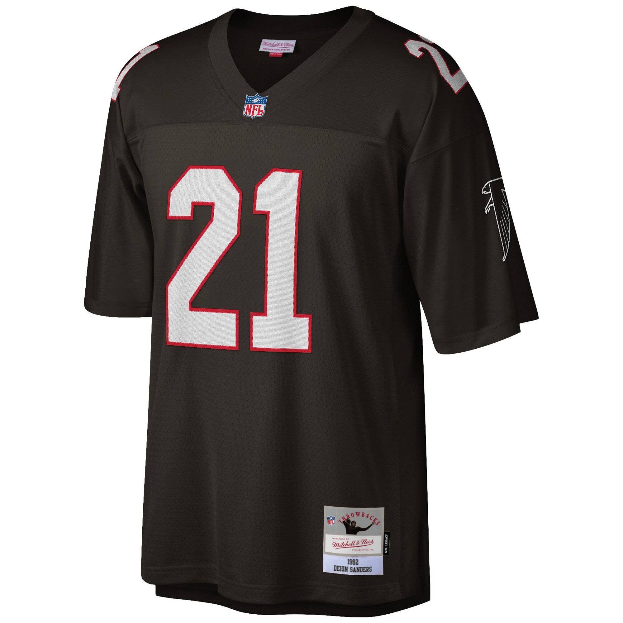 Mens Atlanta Falcons Deion Sanders Mitchell &amp; Ness Black 1992 Retired Player Vintage Jersey