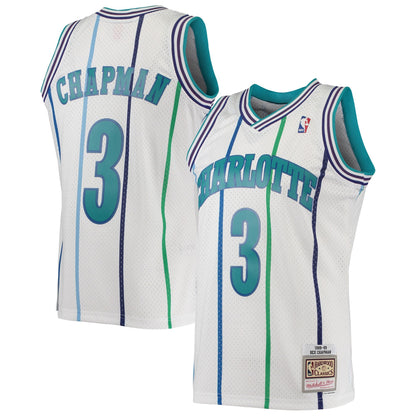 Men’s Rex Chapman Charlotte Hornets 1988-89 White Swingman Jersey By Mitchell &amp; Ness