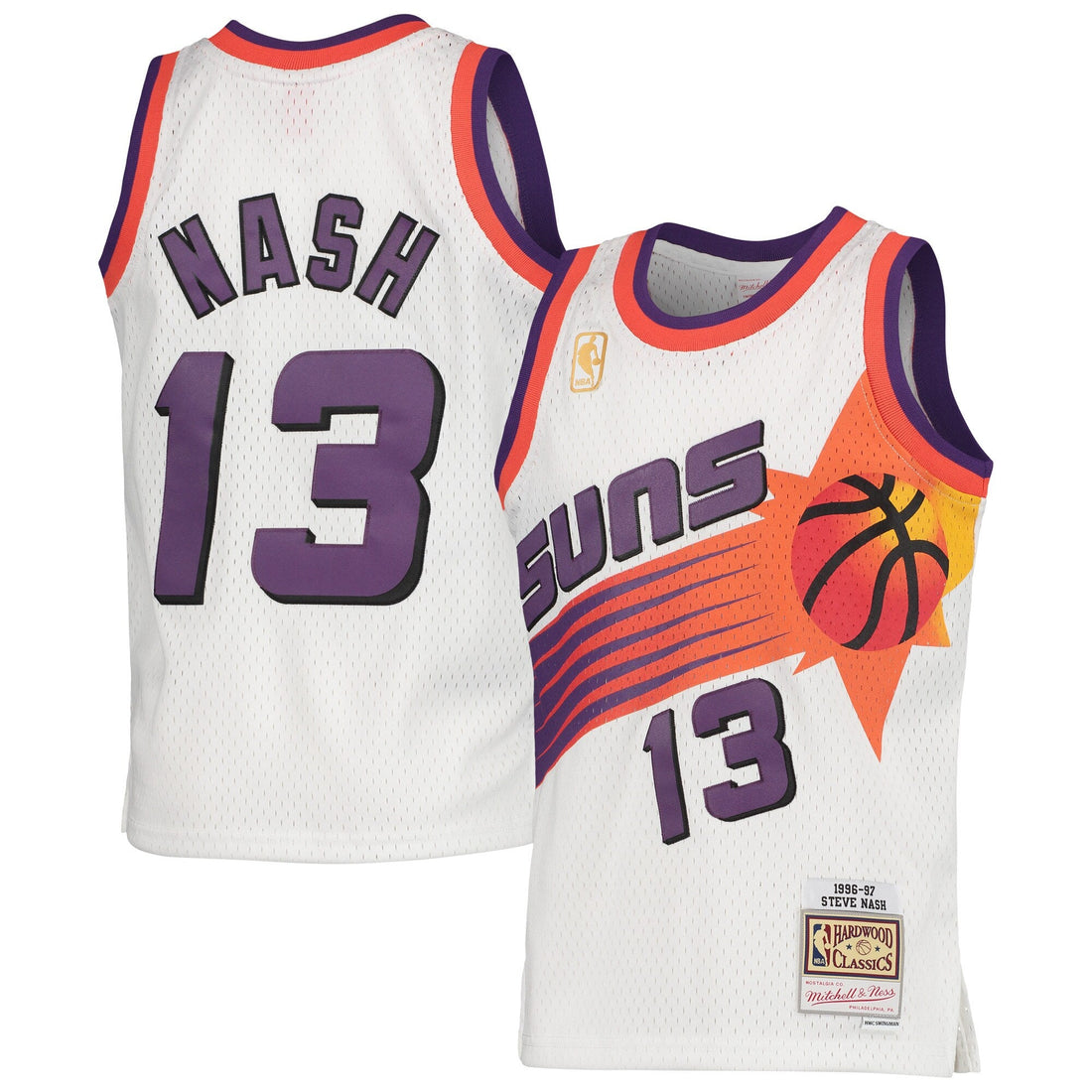 Youth Phoenix Suns Steve Nash Mitchell &amp; Ness White 1996-97 Hardwood Classics Swingman Jersey